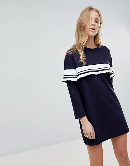 Outstanding Ordinary Dress With Stripe Frill Detail