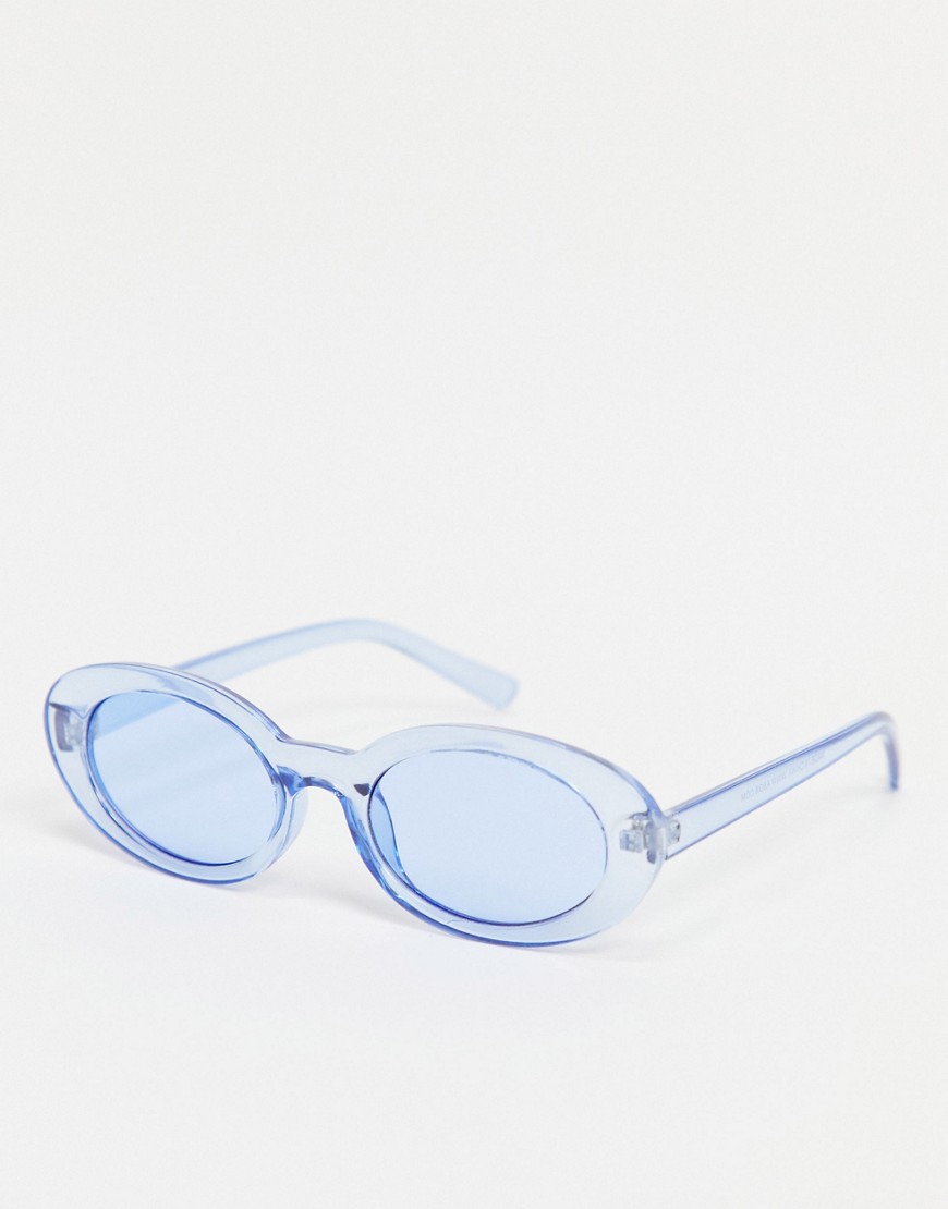 фото Овальные голубые солнцезащитные очки с линзами и оправой одного цвета asos design-голубой