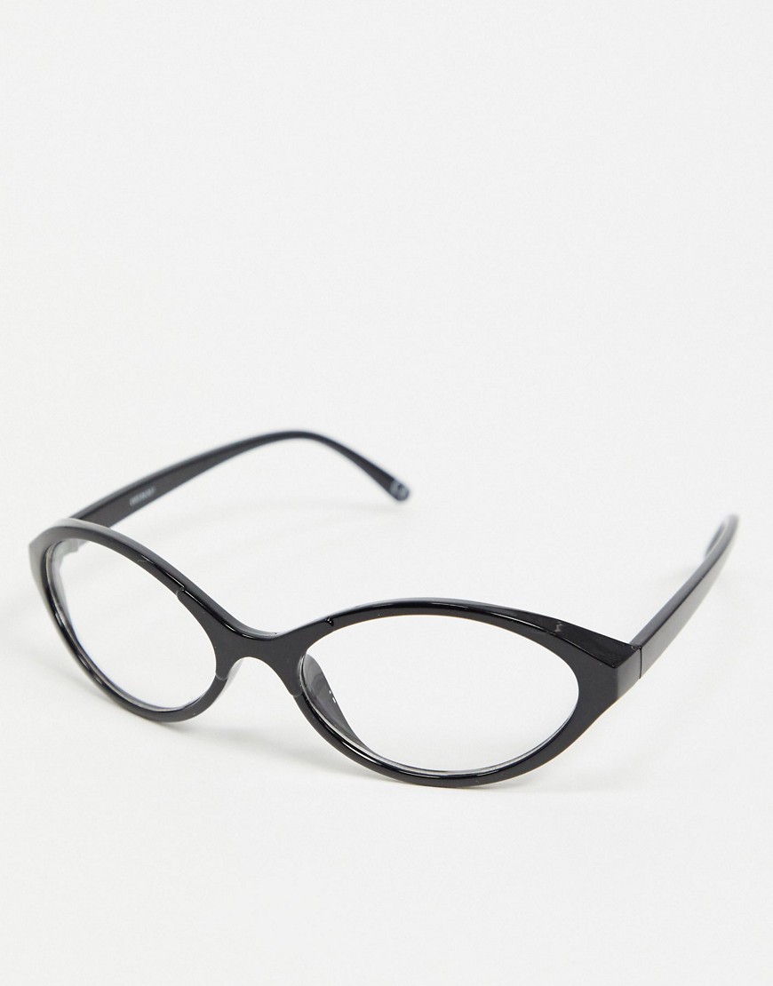 фото Овальные очки в черной оправе с прозрачными стеклами asos design-черный