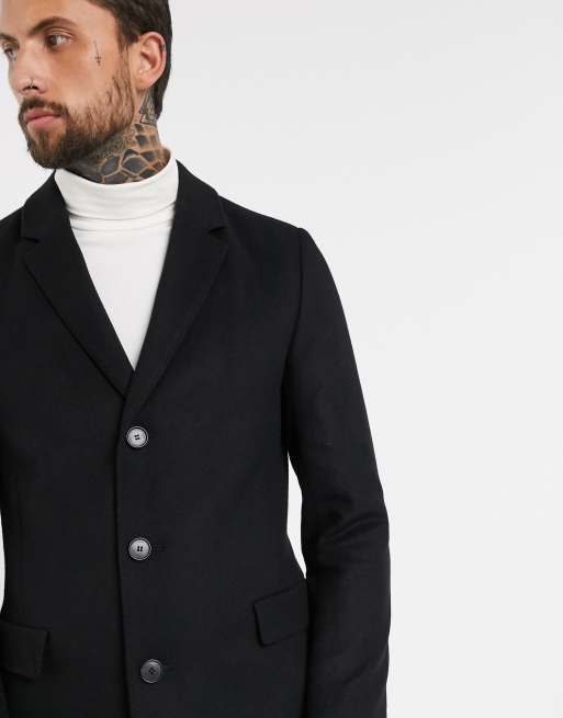 Overcoat de mezcla de lana en negro Migor de HUGO, 3 de 4