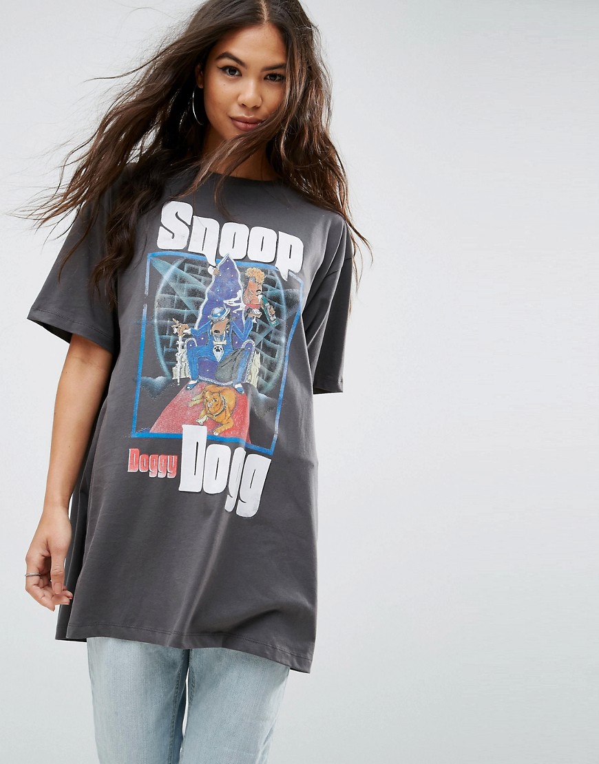 фото Оверсайз-футболка с принтом "snoop dog" asos-серый asos design