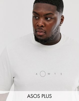 фото Oversize-футболка с принтом на груди asos white plus-белый