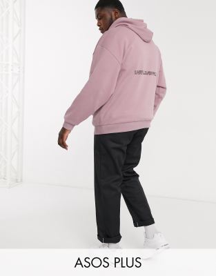 фото Oversize-худи с принтом на спине asos design plus-фиолетовый