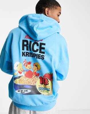 фото Oversize-худи синего цвета с принтом "rice krispies" asos design-голубой