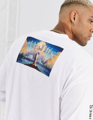 фото Oversize-лонгслив с принтом \"columbia pictures\" asos design-белый