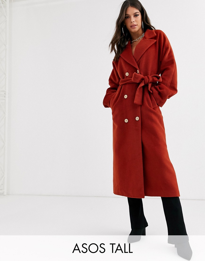 фото Oversize-пальто макси рыжего цвета asos design tall-красный asos tall
