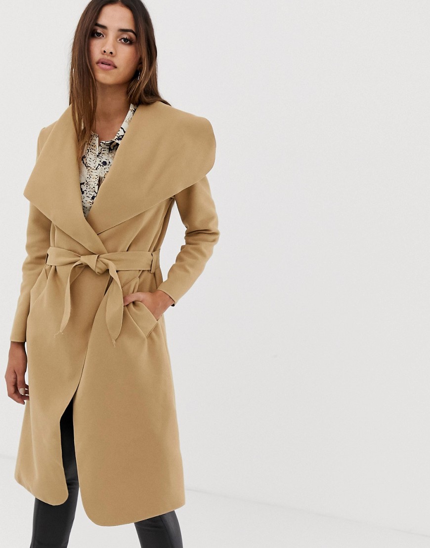 фото Oversize-пальто с поясом ax paris-коричневый