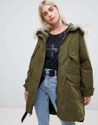 фото Oversize-парка со стеганой подкладкой asos design-зеленый