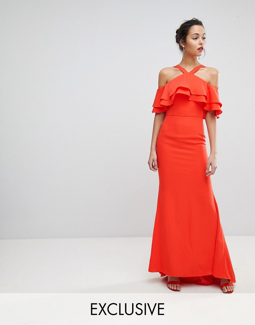 фото Oversize-платье макси с оборками jarlo-оранжевый