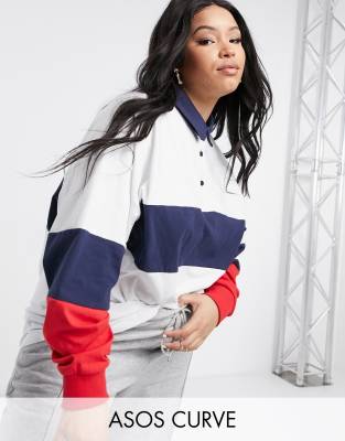 фото Oversize-поло в стиле колор блок asos design curve-многоцветный asos curve