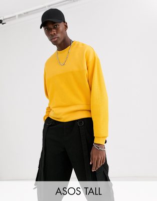 фото Oversize-свитшот горчичного цвета со вставкой asos design tall-желтый