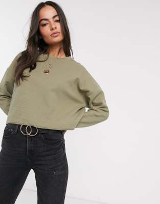 фото Oversize-свитшот из вафельного трикотажа asos design-зеленый