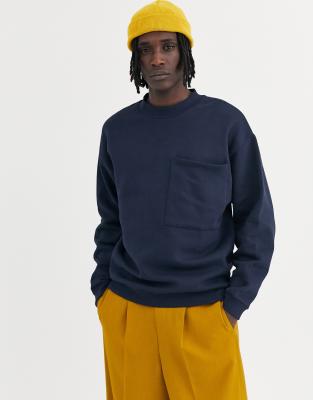 фото Oversize-свитшот с большим карманом на груди asos design-темно-синий