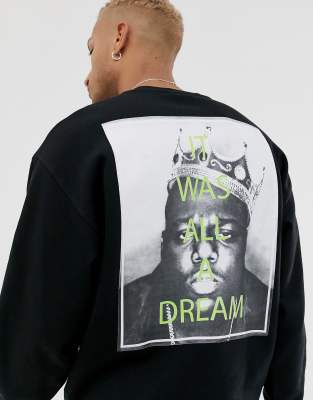 фото Oversize-свитшот с принтом "notorious big" asos design-черный