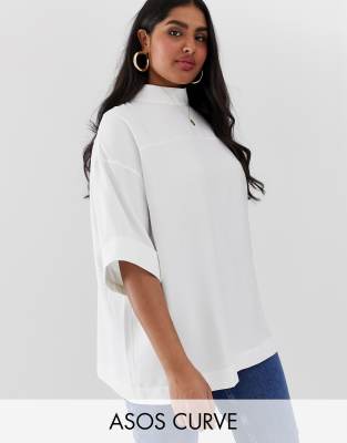 фото Oversize-топ asos design curve-белый asos curve