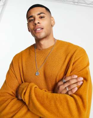  Oversized-джемпер горчичного цвета из овечьей шерсти ASOS DESIGN-Желтый