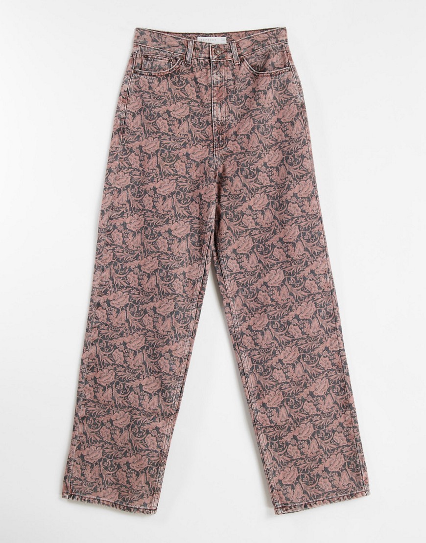 Oversized-джинсы из органического хлопка в винтажном стиле с цветочным принтом от комплекта Topshop-Разноцветный