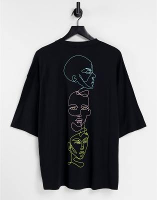 Футболки с принтом Oversized-футболка черного цвета с принтом на спине ASOS DESIGN-Черный цвет