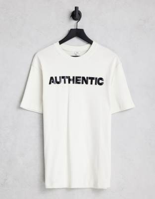 фото Oversized-футболка кремового цвета с надписью "authentic" river island-белый