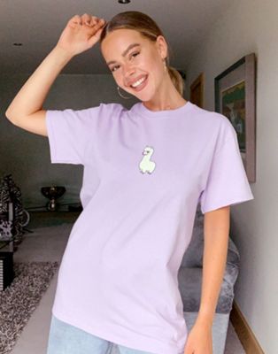 фото Oversized-футболка с изображением ламы new love club-фиолетовый