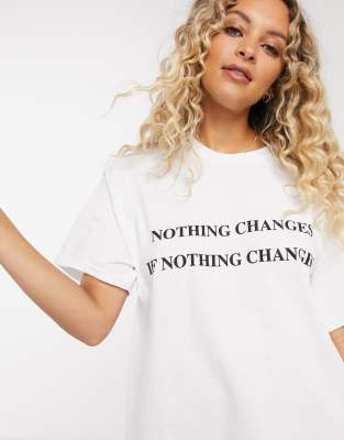 фото Oversized-футболка с надписью "change" new girl order-белый