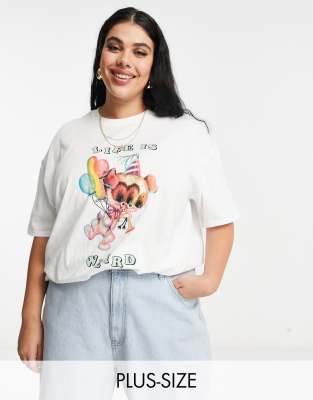 фото Oversized-футболка с надписью «life is weird» new girl order curve-белый