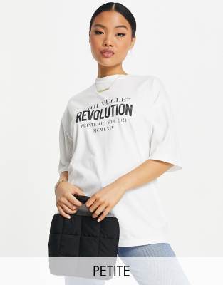 фото Oversized-футболка с надписью "revolution" topshop petite-белый