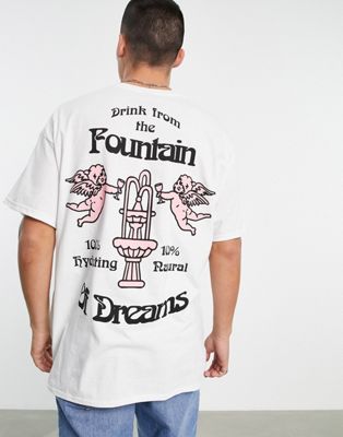 фото Oversized-футболка с принтом "fountain of dreams" на спине hnr ldn-белый honour