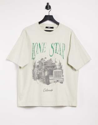 фото Oversized-футболка с принтом "lone star" jaded london-бежевый