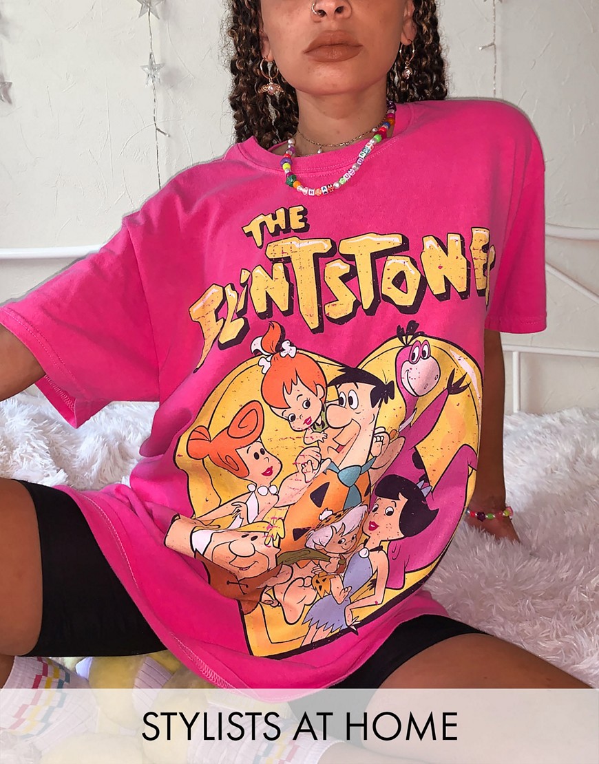 фото Oversized-футболка с принтом "the flintstones" vintage supply-розовый