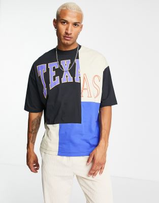 Футболки с принтом Oversized-футболка в стиле колор блок с текстовым принтом Texas ASOS DESIGN-Разноцветный