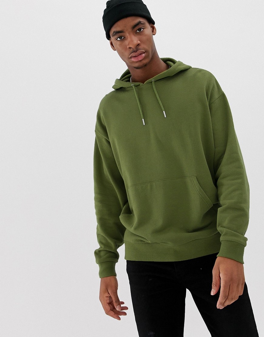 Oversized hættetrøje i khaki fra ASOS DESIGN-Grøn