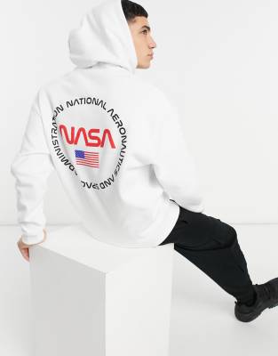 фото Oversized-худи белого цвета с принтом "nasa" asos design-белый