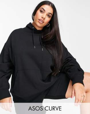 фото Oversized-худи бойфренда черного цвета asos design curve-черный цвет asos curve