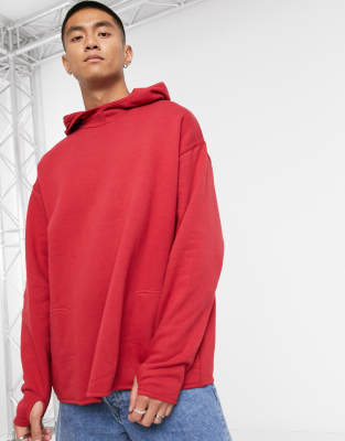 фото Oversized-худи красного цвета с карманами asos design-красный