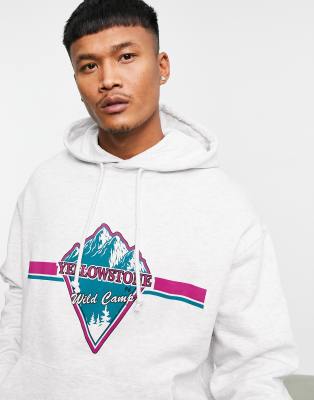 фото Oversized-худи с принтом на груди asos design-белый