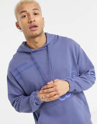 фото Oversized-худи с принтом в стиле граффити asos design (от комплекта)-голубой