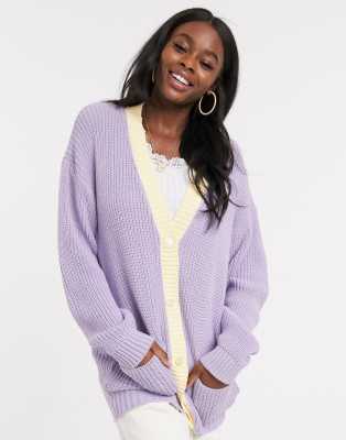 фото Oversized-кардиган пастельного цвета daisy street-фиолетовый