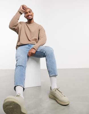 фото Oversized-лонгслив бежевого цвета asos design-бежевый