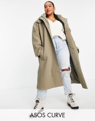 фото Oversized-парка цвета хаки asos design curve-светло-бежевый цвет asos curve