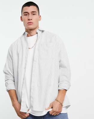 Рубашки с принтами  Asos Oversized-рубашка в зеленую полоску Topman-Голубой