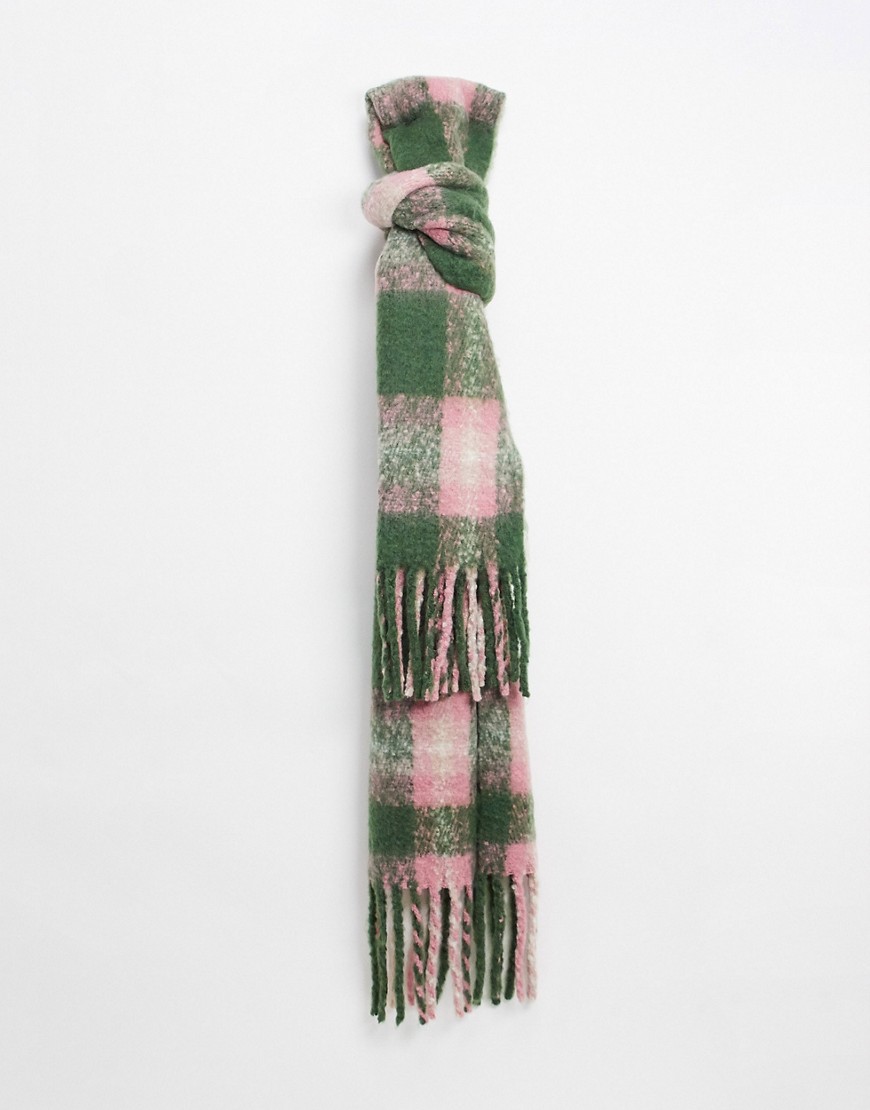 фото Oversized-шарф с начесом в зеленую и розовую клетку vero moda-многоцветный