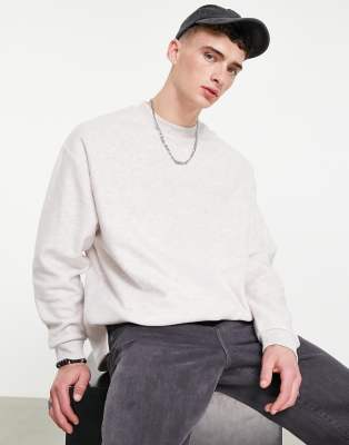 фото Oversized-свитшот из флиса с разрезами по бокам asos design-светло-бежевый цвет