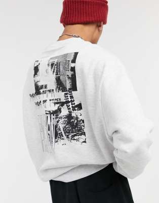 фото Oversized-свитшот с большим фотопринтом на спине asos desig-белый asos design