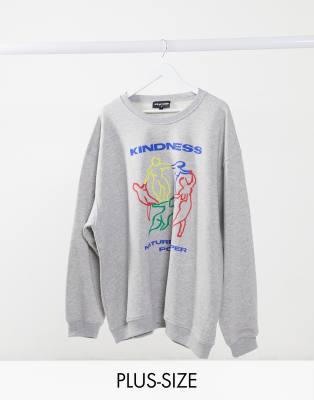 фото Oversized-свитшот с графическим принтом kindness new girl order curve-серый