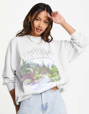 фото Oversized-свитшот с принтом "lake district" цвета холодного меланжа asos design-серый