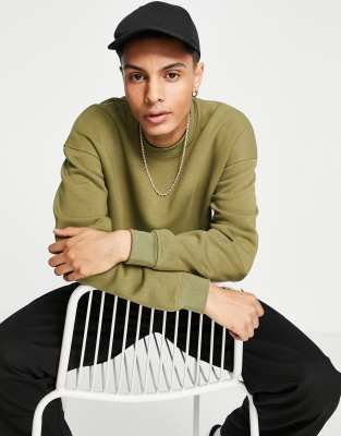 фото Oversized-свитшот цвета хаки jack & jones originals-зеленый цвет