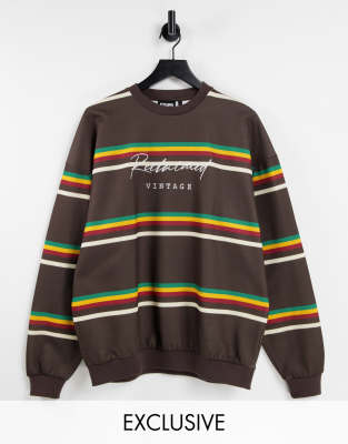 Cвитшоты  Asos Oversized-свитшот в полоску в стиле унисекс с логотипом спереди Reclaimed Vintage Inspired-Разноцветный