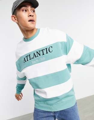 фото Oversized-свитшот в широкую полоску с принтом "atlantic yacht club" asos design-многоцветный