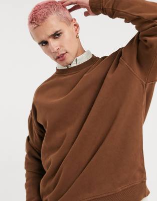 фото Oversized-свитшот выбеленного коричневого цвета asos design-коричневый